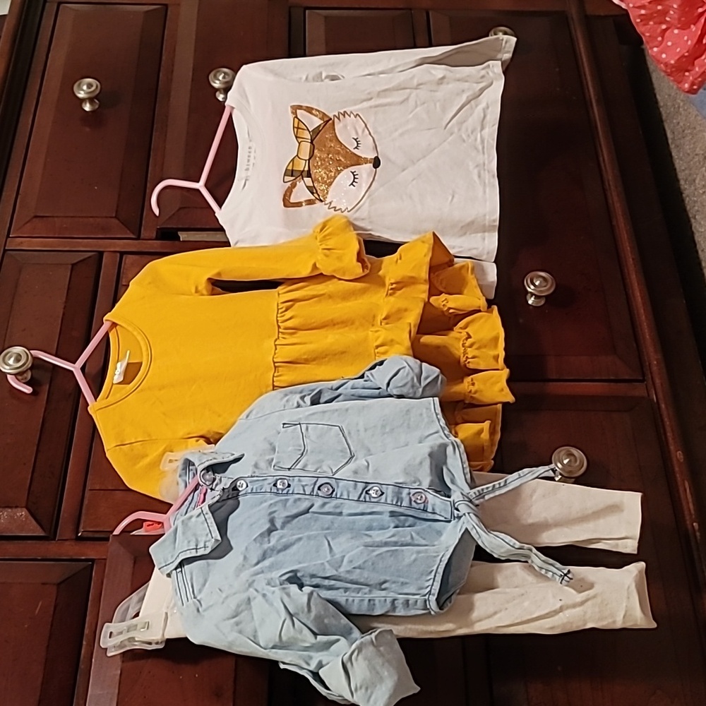 🔵2T bundle of 4 items: leggings, 3 shirts